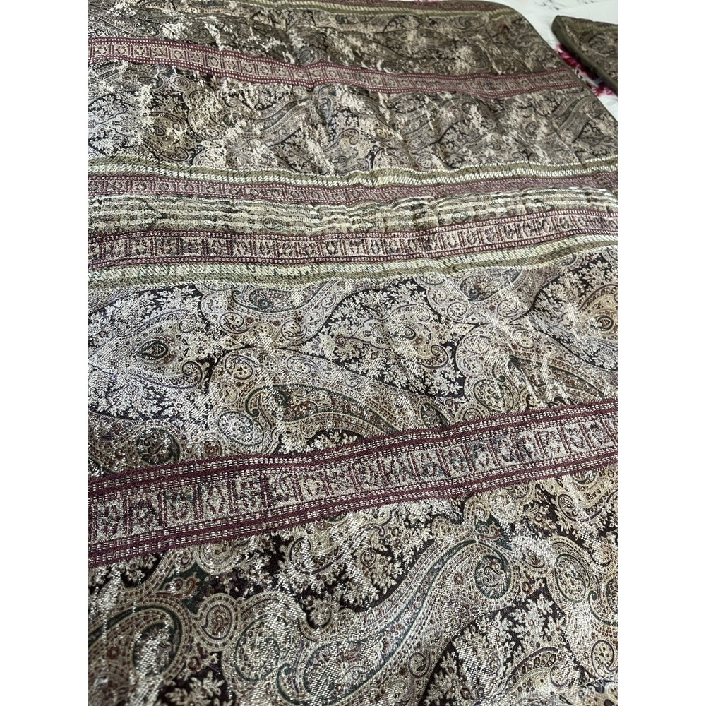 Croscill Tangier Pillow Shams King Damask Stripe Bronze Burgundy Rich Set Of 2 - Picture 3 of 12